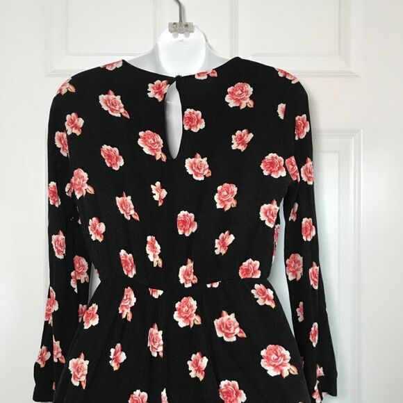 Lush Rose Floral Romper Black Long Sleeve Medium - Picture 13 of 15